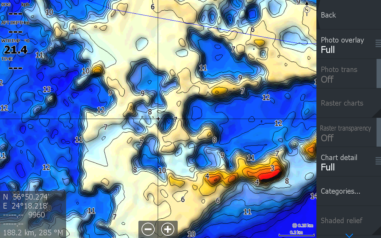 Пример карты Baltic Depth Maps на эхолоте